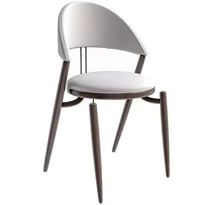 LeisureMod Venice Modern Leather Dining Chair, Open Back Upholstered Accent Side Chair, Metal Legs, Perfect for Mid-Century Dining Room, No Assembly