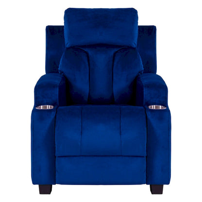 Deluxe Kids Recliner Chair with Footrest Headrest and 2 Cup Holders Microfiber Kids Recliner for Age 3+ Years