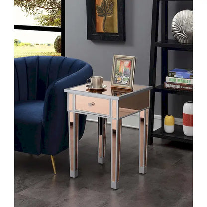 Convenience Concepts Gold Coast Mirrored 1 Drawer End Table