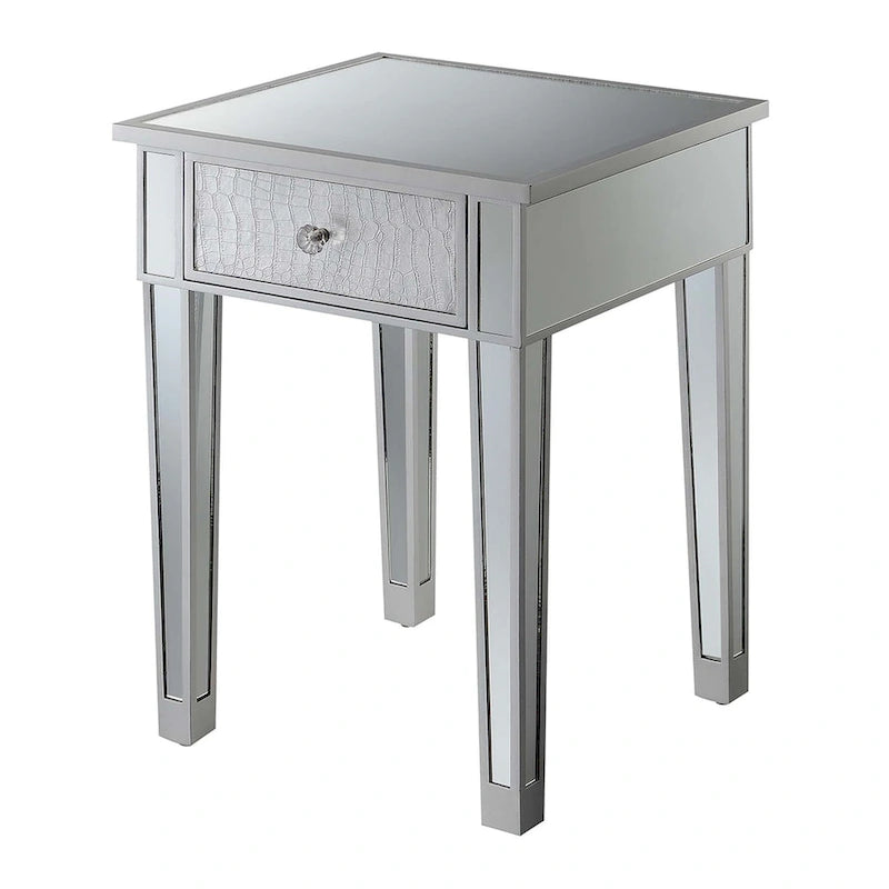 Convenience Concepts Gold Coast Mirrored 1 Drawer End Table