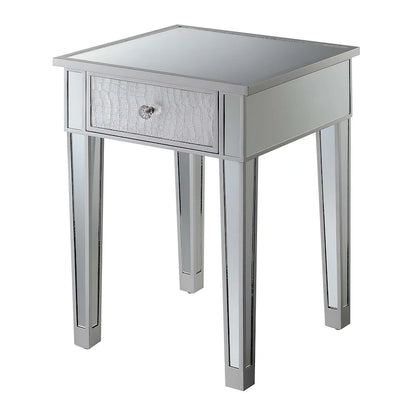 Convenience Concepts Gold Coast Mirrored 1 Drawer End Table