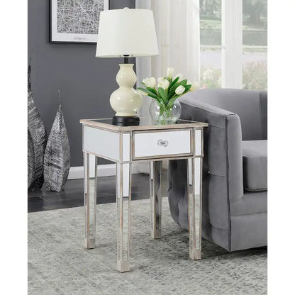Convenience Concepts Gold Coast Mirrored 1 Drawer End Table