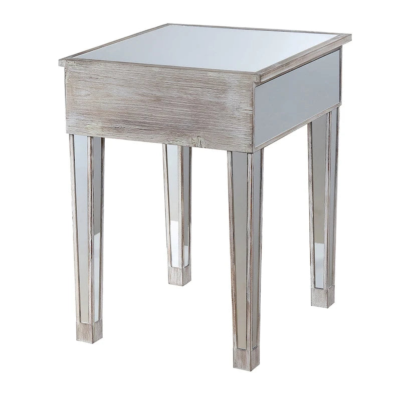 Convenience Concepts Gold Coast Mirrored 1 Drawer End Table