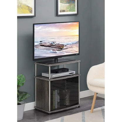 Convenience Concepts Designs2Go 26 inch TV Stand with Black Glass Storage Cabinet and Shelf