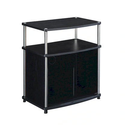 Convenience Concepts Designs2Go 26 inch TV Stand with Black Glass Storage Cabinet and Shelf