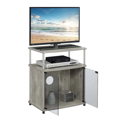 Convenience Concepts Designs2Go 26 inch TV Stand with Black Glass Storage Cabinet and Shelf