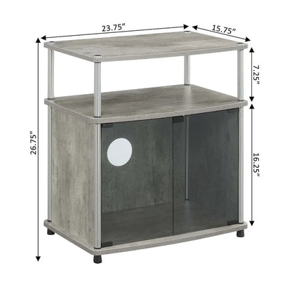 Convenience Concepts Designs2Go 26 inch TV Stand with Black Glass Storage Cabinet and Shelf