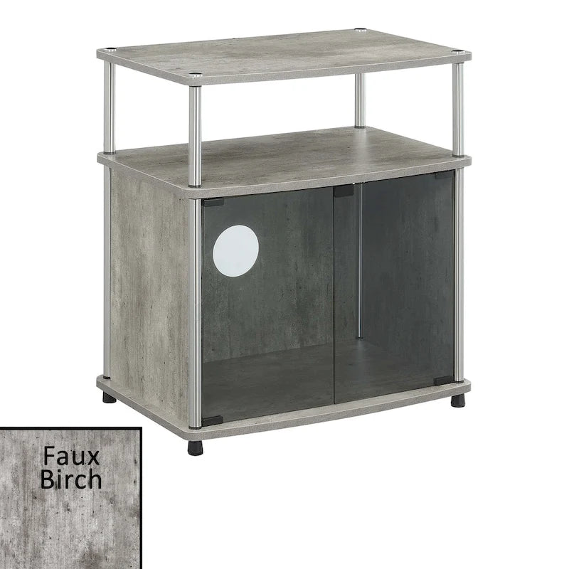 Convenience Concepts Designs2Go 26 inch TV Stand with Black Glass Storage Cabinet and Shelf