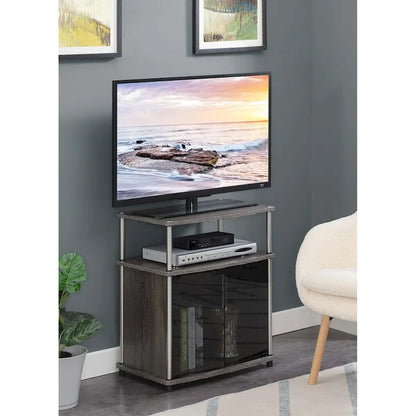 Convenience Concepts Designs2Go 26 inch TV Stand with Black Glass Storage Cabinet and Shelf
