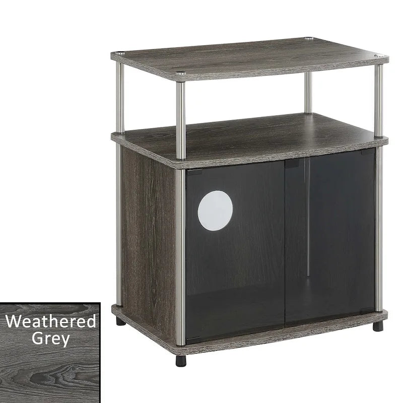 Convenience Concepts Designs2Go 26 inch TV Stand with Black Glass Storage Cabinet and Shelf