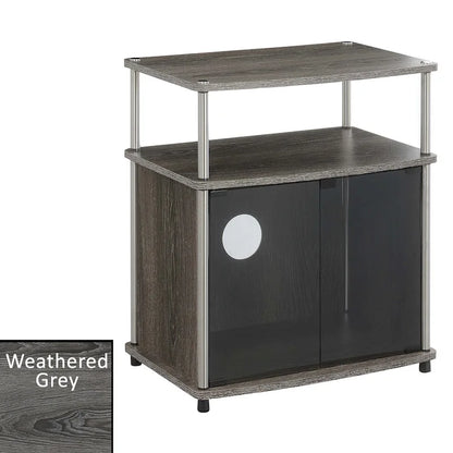 Convenience Concepts Designs2Go 26 inch TV Stand with Black Glass Storage Cabinet and Shelf