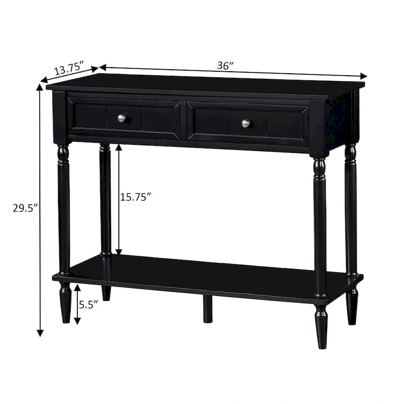 Convenience Concepts French Country 2 Drawer Hall Table with Shelf