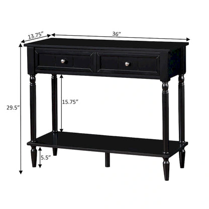 Convenience Concepts French Country 2 Drawer Hall Table with Shelf