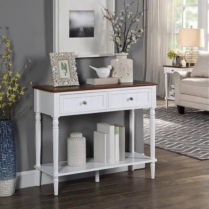 Convenience Concepts French Country 2 Drawer Hall Table with Shelf