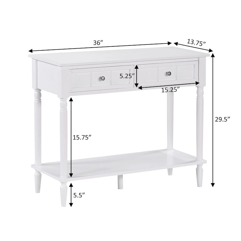 Convenience Concepts French Country 2 Drawer Hall Table with Shelf