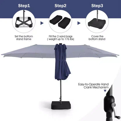 Costway 11 PCS Patio Dining Set with 15ft Double-Sided Patio Umbrella (Base Included) Beige/Coffee/Navy/Orange/Wine/Grey
