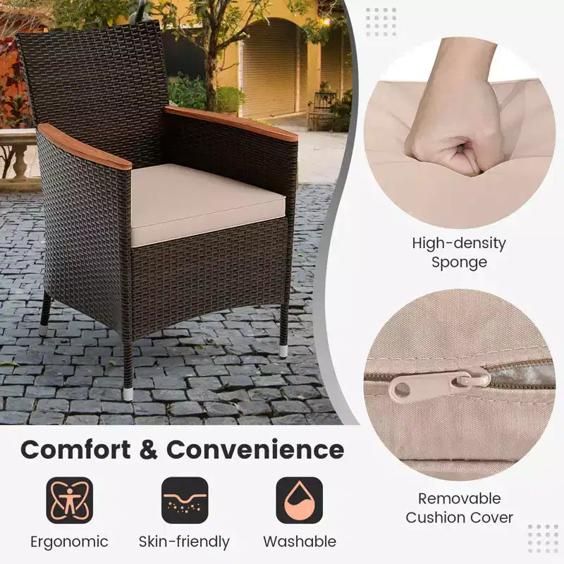 Costway 11 PCS Patio Dining Set with 15ft Double-Sided Patio Umbrella (Base Included) Beige/Coffee/Navy/Orange/Wine/Grey