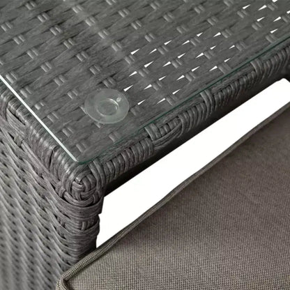 Emma and Oliver Indoor/Outdoor Modular Loveseat Sofa Set with Ottomans and Glass-Top Table