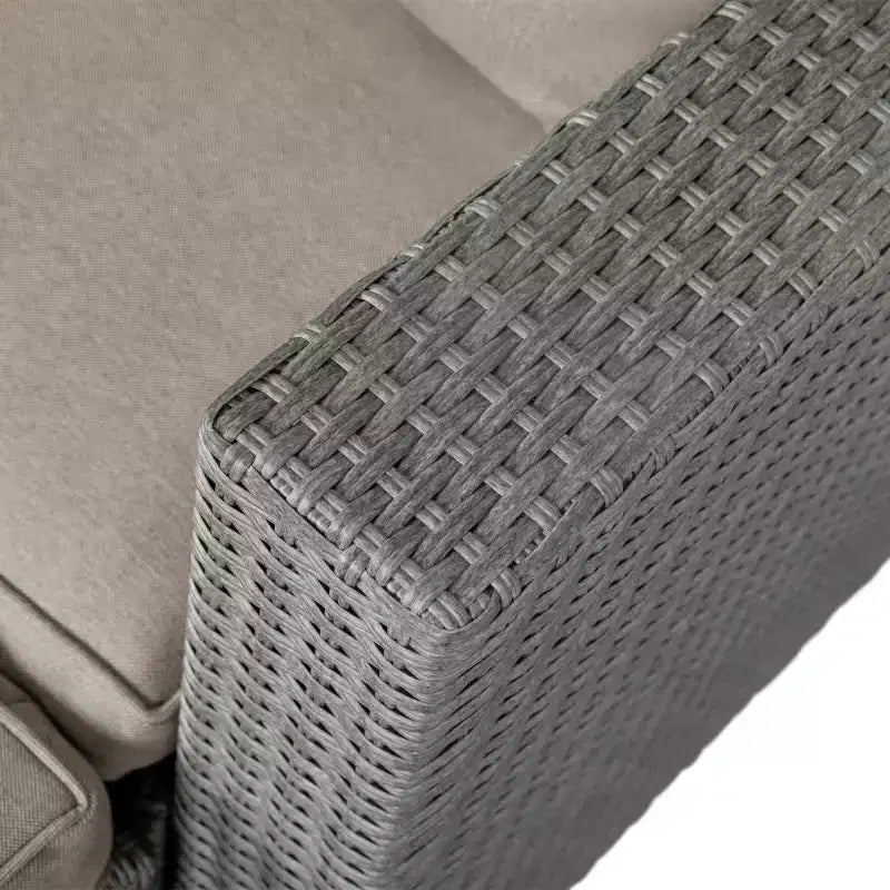 Emma and Oliver Indoor/Outdoor Modular Loveseat Sofa Set with Ottomans and Glass-Top Table