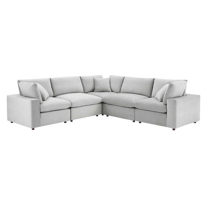 Commix Down Filled Overstuffed Velvet 5-Piece Sectional Sofa