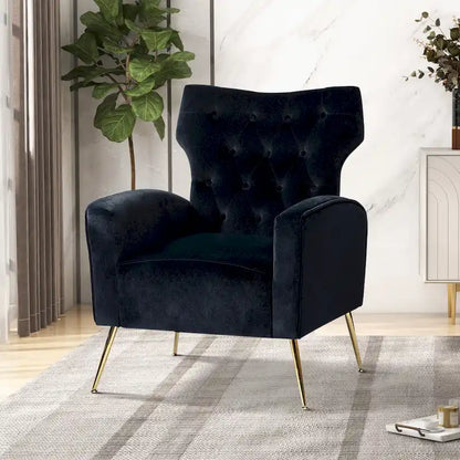 Abadiana Accent Tufted Chair with Metal Base by HULALA HOME
