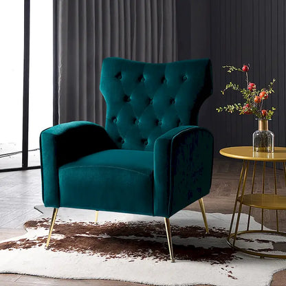 Abadiana Accent Tufted Chair with Metal Base by HULALA HOME