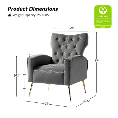 Abadiana Accent Tufted Chair with Metal Base by HULALA HOME