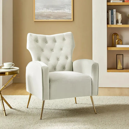 Abadiana Accent Tufted Chair with Metal Base by HULALA HOME