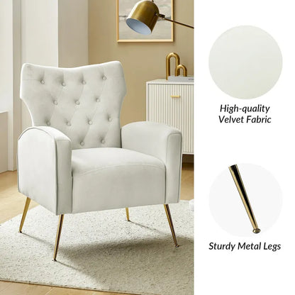 Abadiana Accent Tufted Chair with Metal Base by HULALA HOME