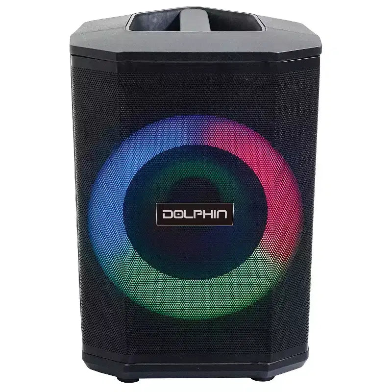 Dolphin Audio Tilt 880 Rechargeable 8-In. Portable Bluetooth Party Speaker with Tilt Function, LED Light Ring, Wireless Microphone, and Remot...