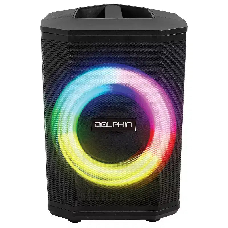 Dolphin Audio Tilt 880 Rechargeable 8-In. Portable Bluetooth Party Speaker with Tilt Function, LED Light Ring, Wireless Microphone, and Remot...