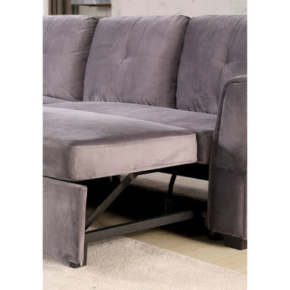91-in. Velvet Reversible Convertible Storage Sectional/Sofa Sleeper