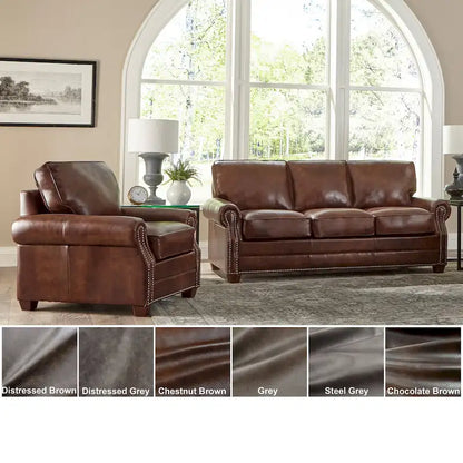 Made in USA Revo Top Grain Leather Sofa Bed and Chair Set