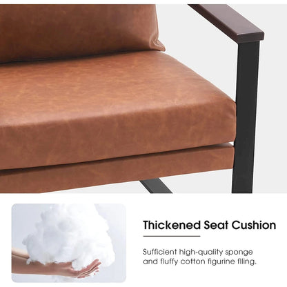 MCombo Modern Accent Chair with Upholstered Cushion, Faux Leather HQ304