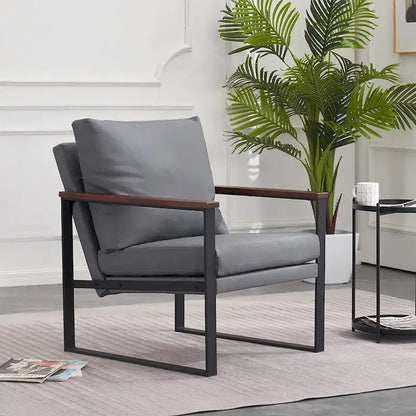 MCombo Modern Accent Chair with Upholstered Cushion, Faux Leather HQ304