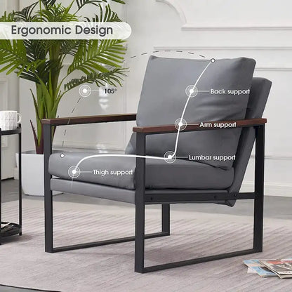 MCombo Modern Accent Chair with Upholstered Cushion, Faux Leather HQ304