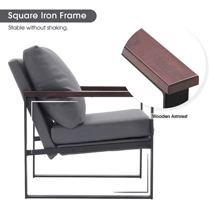 MCombo Modern Accent Chair with Upholstered Cushion, Faux Leather HQ304