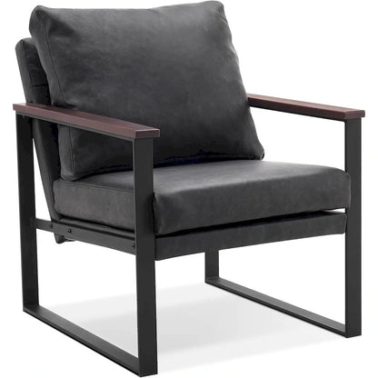 MCombo Modern Accent Chair with Upholstered Cushion, Faux Leather HQ304