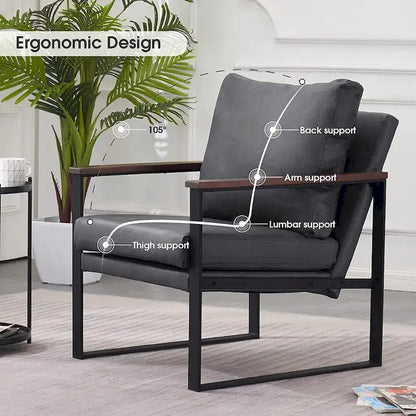 MCombo Modern Accent Chair with Upholstered Cushion, Faux Leather HQ304