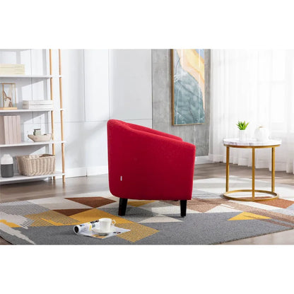 accent Barrel chair living room chair with nailheads and solid wood legs