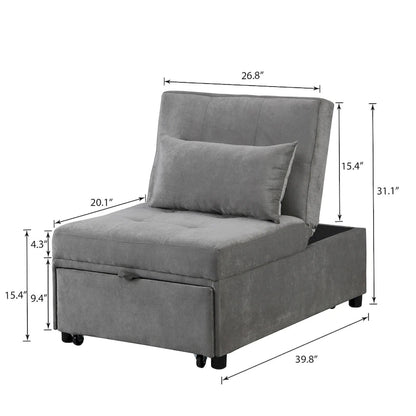 Lordear 4-1 Single futon Adjustable Sofa Bed Sofa Sleeper Folding Convertible Chair - 39.9  x 26.8
