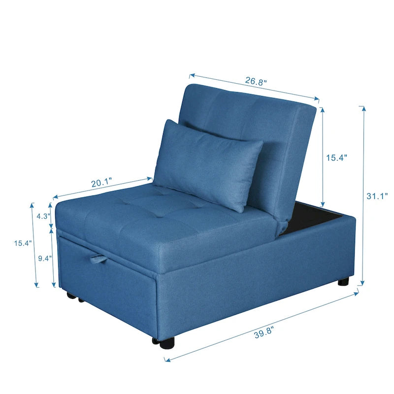Lordear 4-1 Single futon Adjustable Sofa Bed Sofa Sleeper Folding Convertible Chair - 39.9  x 26.8