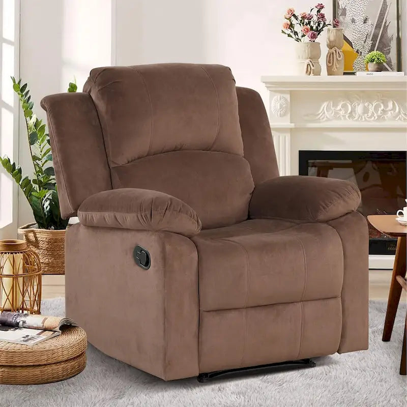 Ebello Breathable Skin Friendly Fabric Soft Padded Manual Recliner Chair