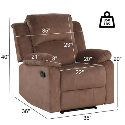Ebello Breathable Skin Friendly Fabric Soft Padded Manual Recliner Chair