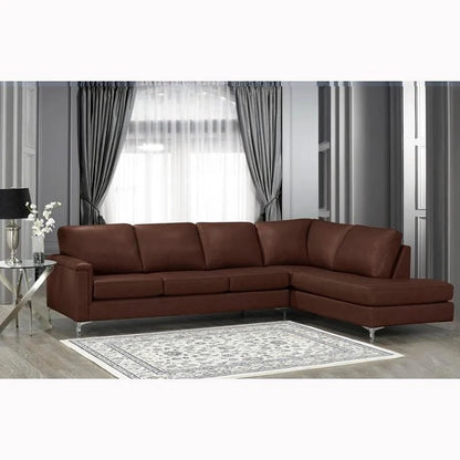Malibu L-shaped Top-grain Leather Sectional Sofa - 122.5 x 85 x 36.5 x 35