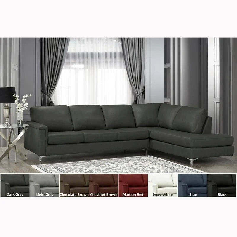 Malibu L-shaped Top-grain Leather Sectional Sofa - 122.5 x 85 x 36.5 x 35