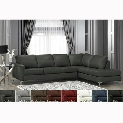 Malibu L-shaped Top-grain Leather Sectional Sofa - 122.5 x 85 x 36.5 x 35