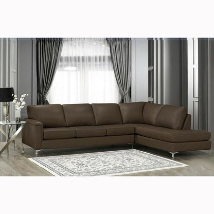 Malibu L-shaped Top-grain Leather Sectional Sofa - 122.5 x 85 x 36.5 x 35