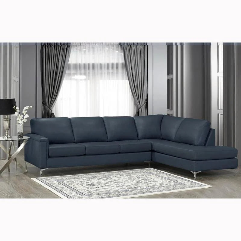 Malibu L-shaped Top-grain Leather Sectional Sofa - 122.5 x 85 x 36.5 x 35