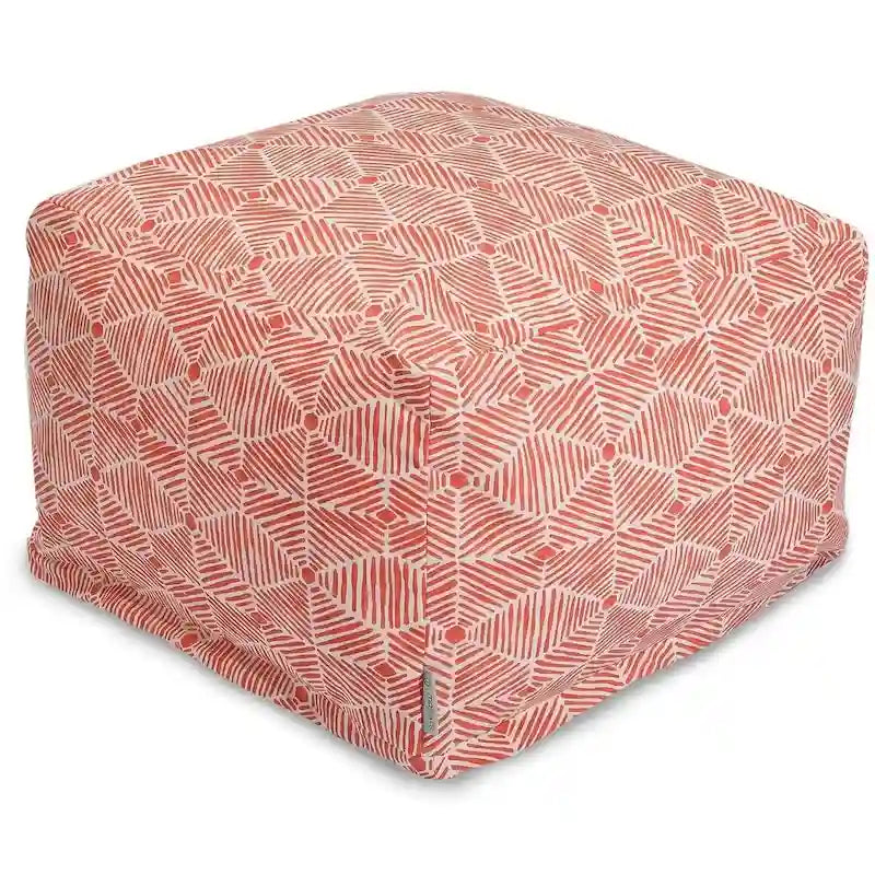 Majestic Home Goods Indoor Charlie Cotton Ottoman Pouf 27 in L x 27 in W x 17 in H